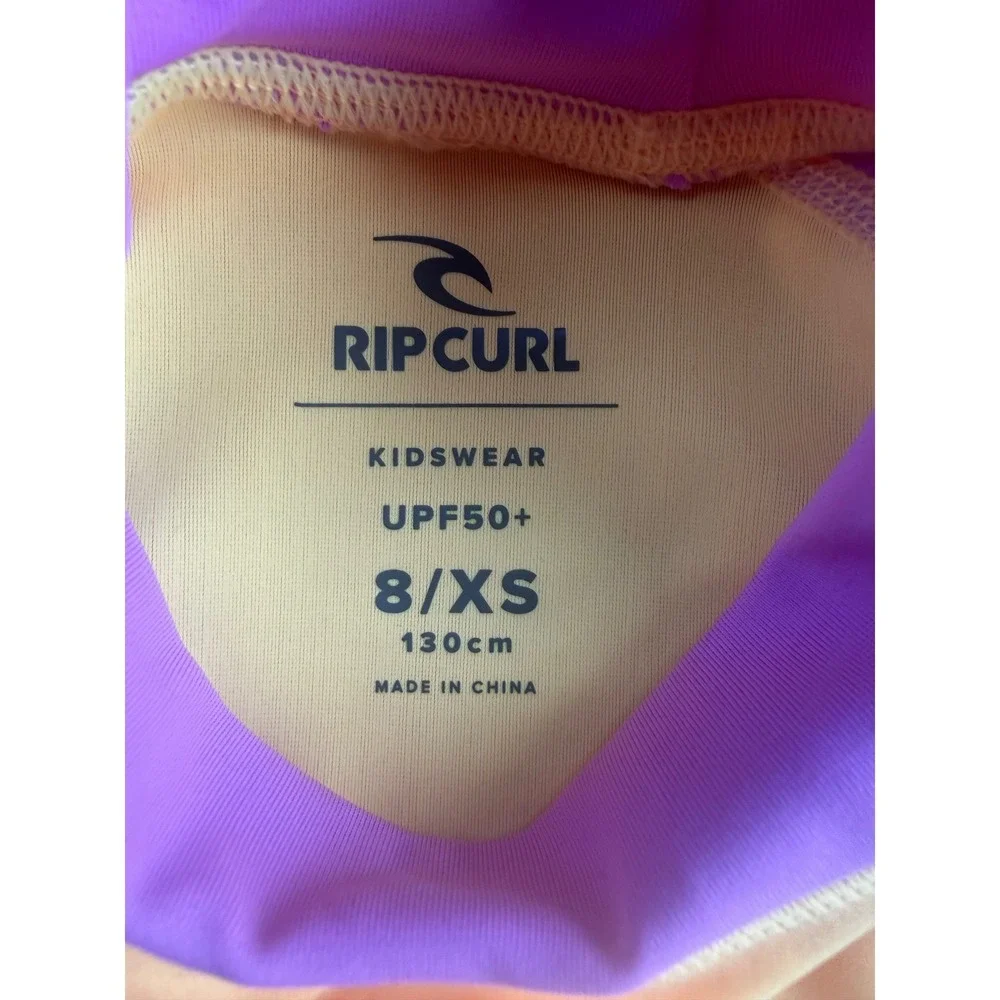 Rip Curl Kids Classic Surf Long Sleeve Rash Guard Mango Pink‎ UPF 50+ Size 8 XS